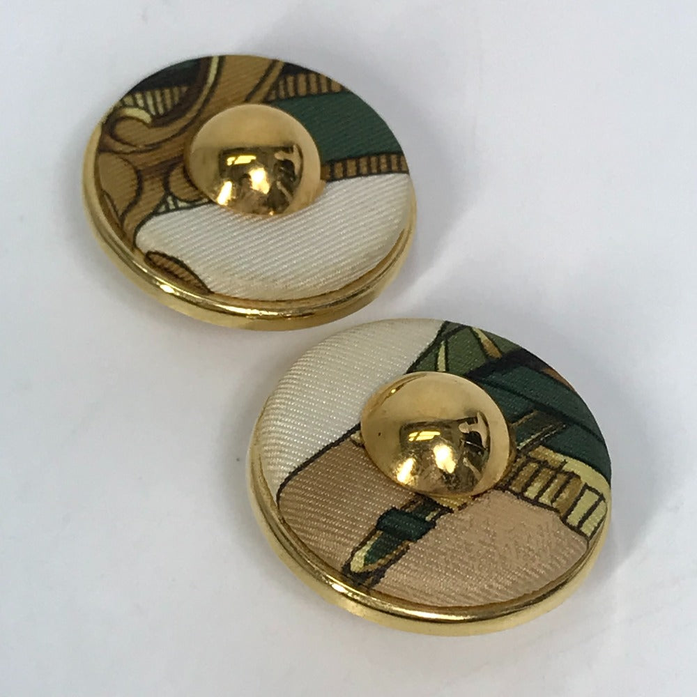 HERMES Round Earrings GP Women's Gold and Multicolor