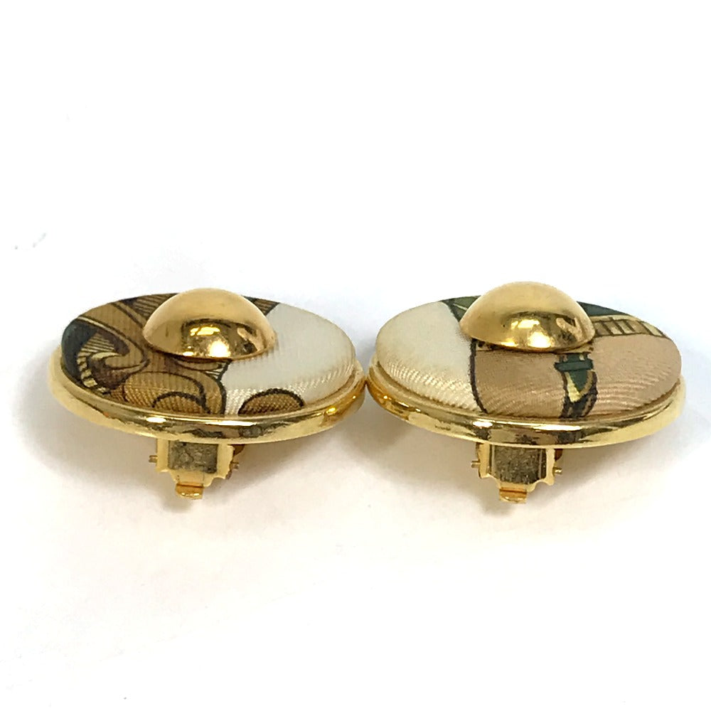 HERMES Round Earrings GP Women's Gold and Multicolor