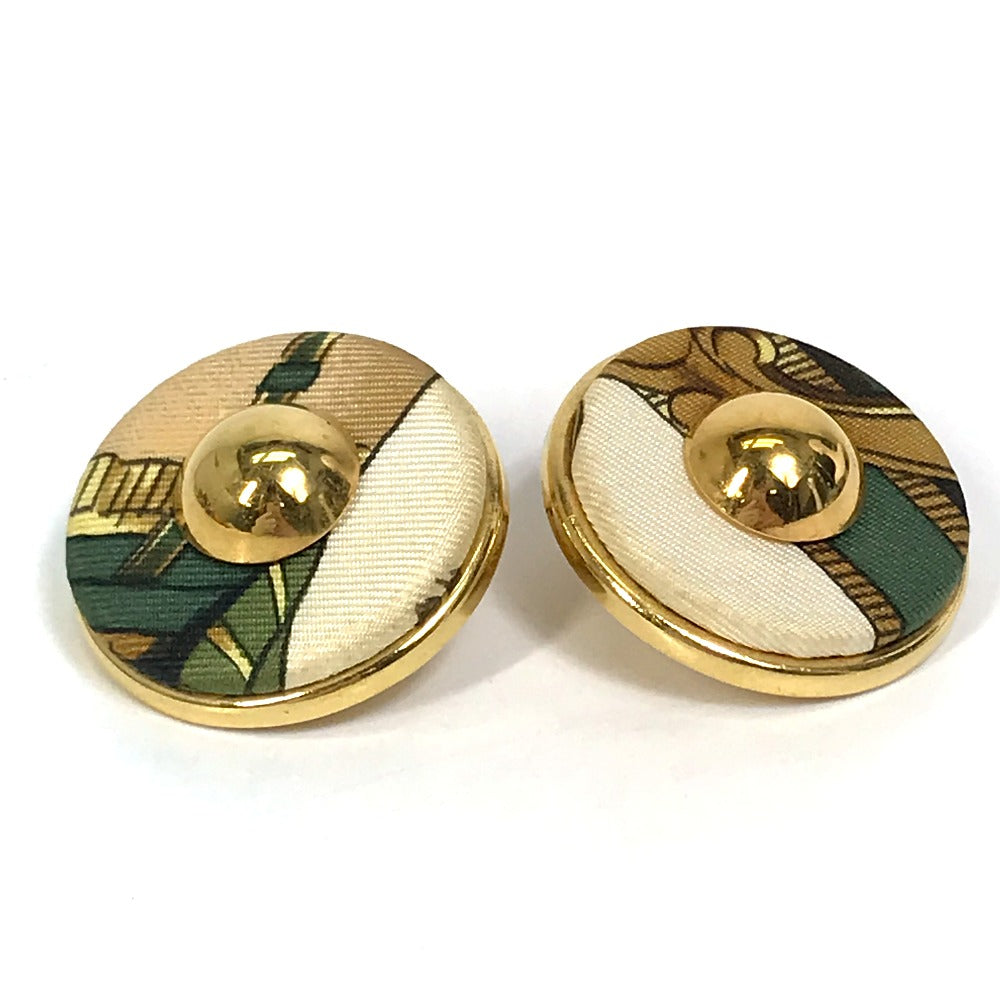 HERMES Round Earrings GP Women's Gold and Multicolor