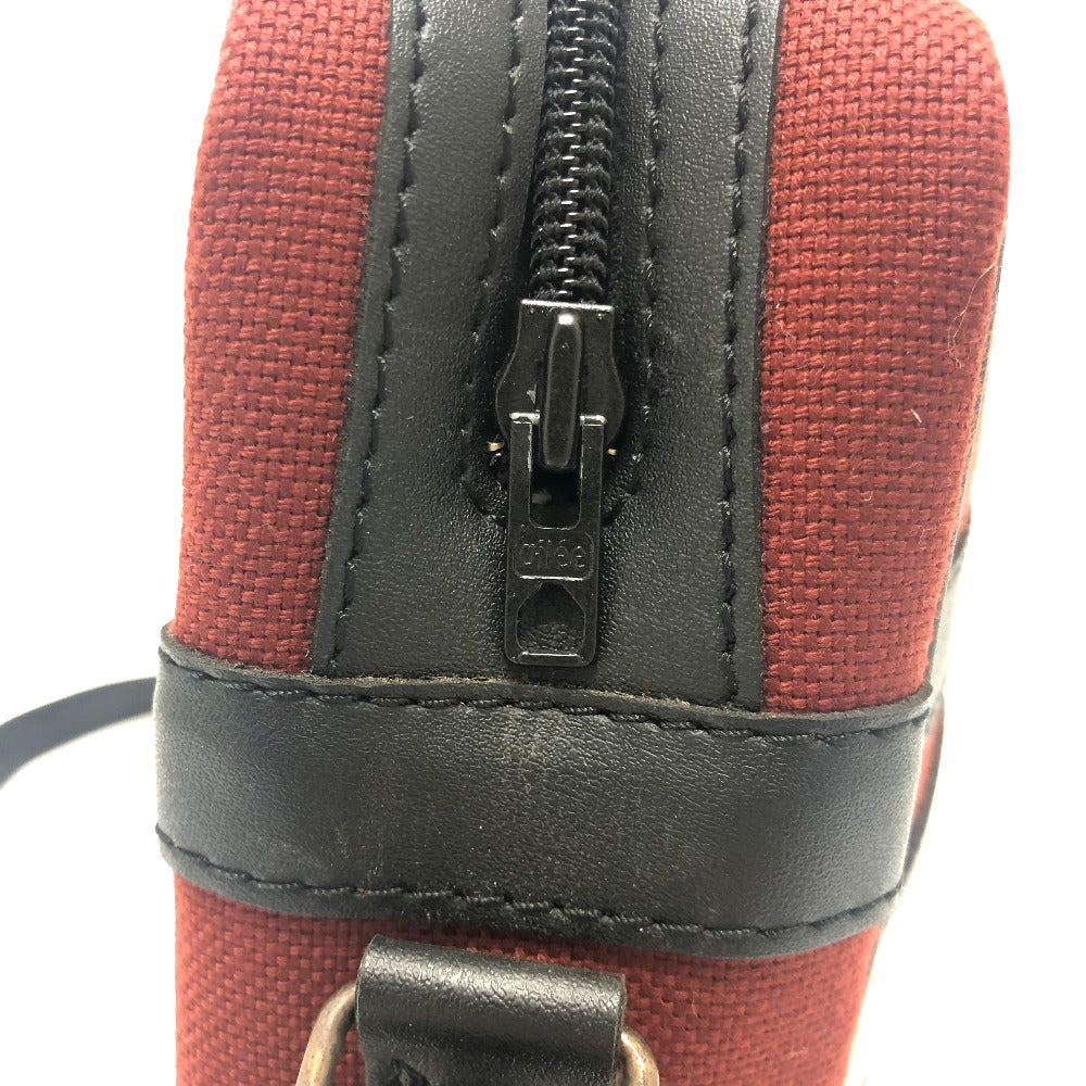 YVES SAINT LAURENT ロゴ 肩掛け/ロゴ カバン スクエア ショルダーバッグ キャンバス/レザー ユニセックス レッド