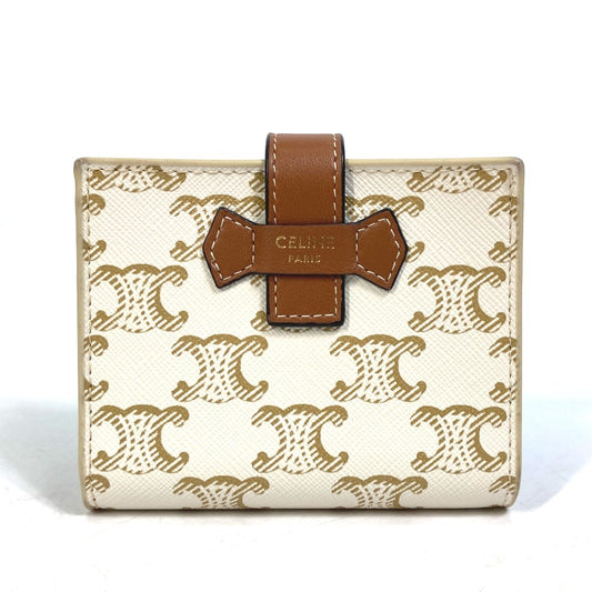 CELINE マカダム トリオンフ ウォレット 2つ折り財布 PVC/レザー レディース ホワイト/ブラウン