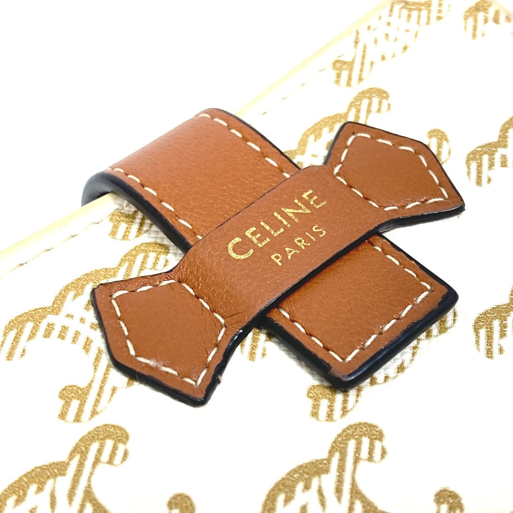 CELINE マカダム トリオンフ ウォレット 2つ折り財布 PVC/レザー レディース ホワイト/ブラウン