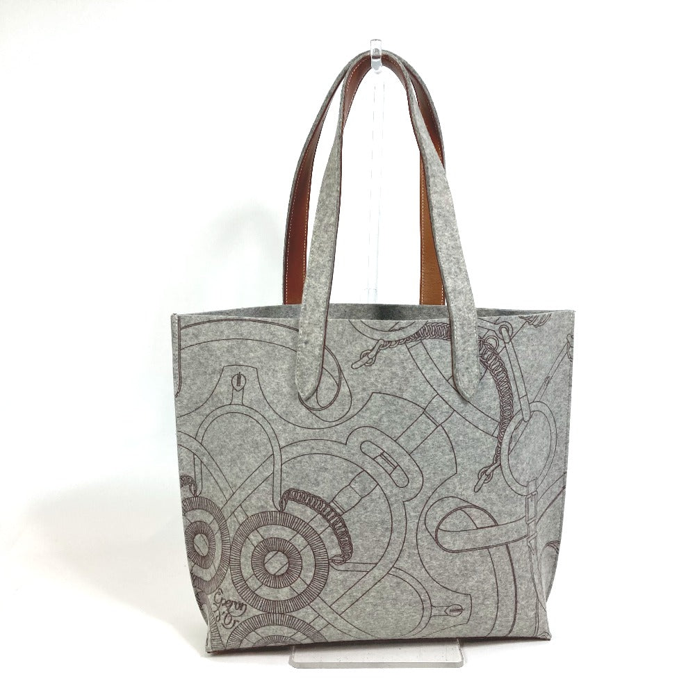 HERMES Karimi MM Felt Tote Bag, Gray, Women's
