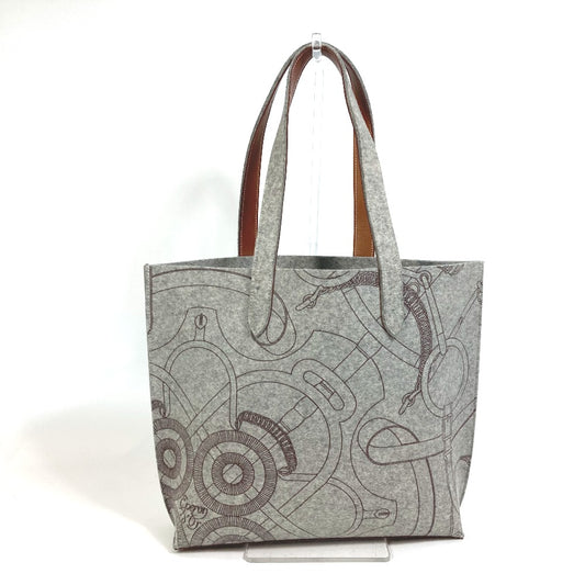 HERMES Karimi MM Felt Tote Bag, Gray, Women's