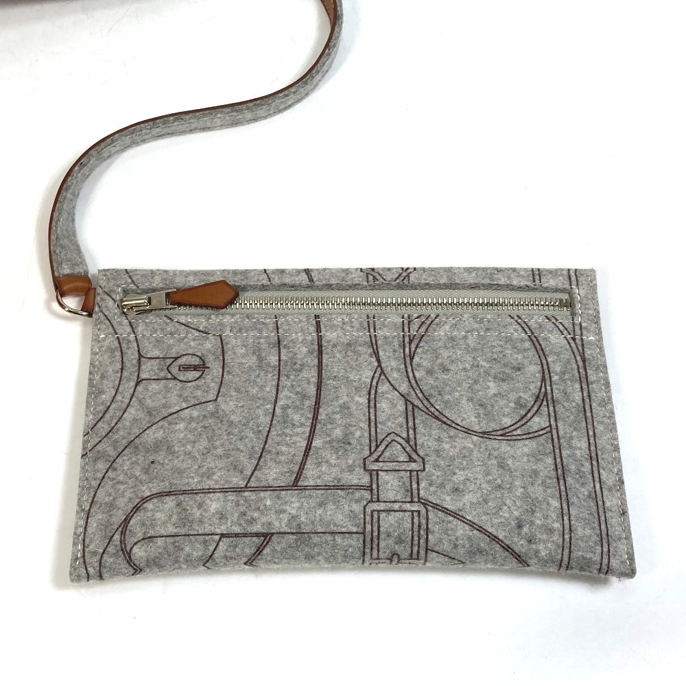 HERMES Karimi MM Felt Tote Bag, Gray, Women's