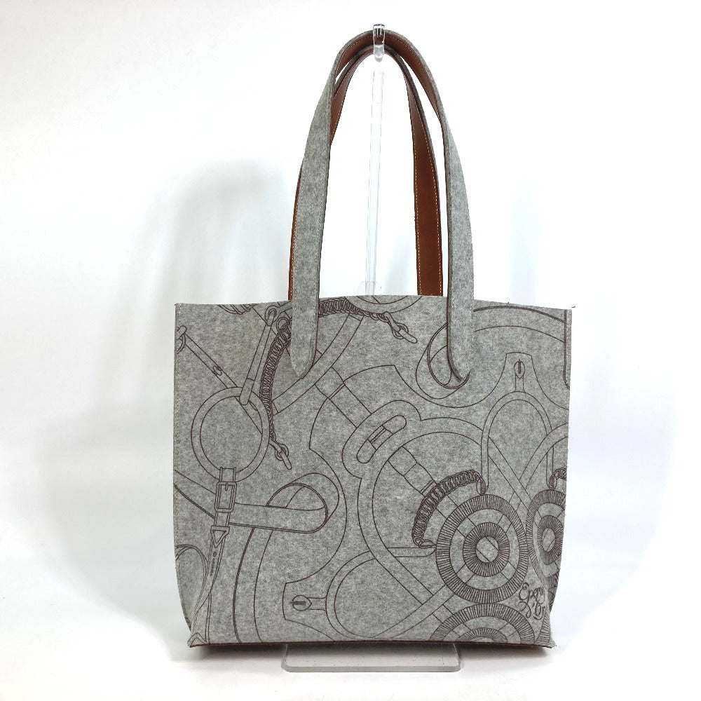 HERMES Karimi MM Felt Tote Bag, Gray, Women's