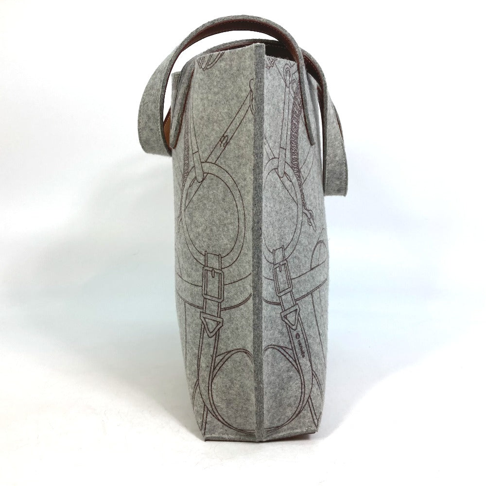 HERMES Karimi MM Felt Tote Bag, Gray, Women's