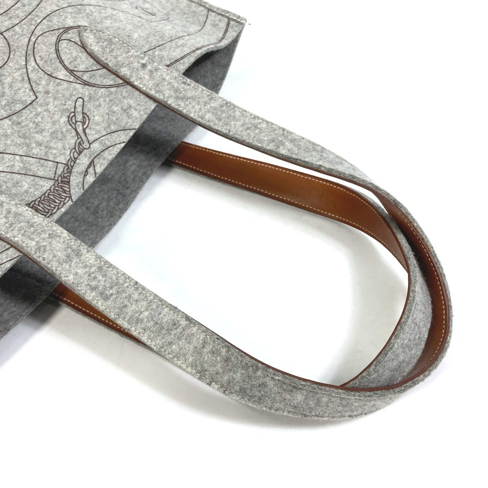 HERMES Karimi MM Felt Tote Bag, Gray, Women's