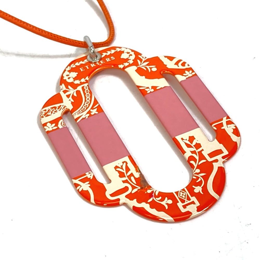 HERMES Plate Attourage Necklace, Metal, Women's, Orange