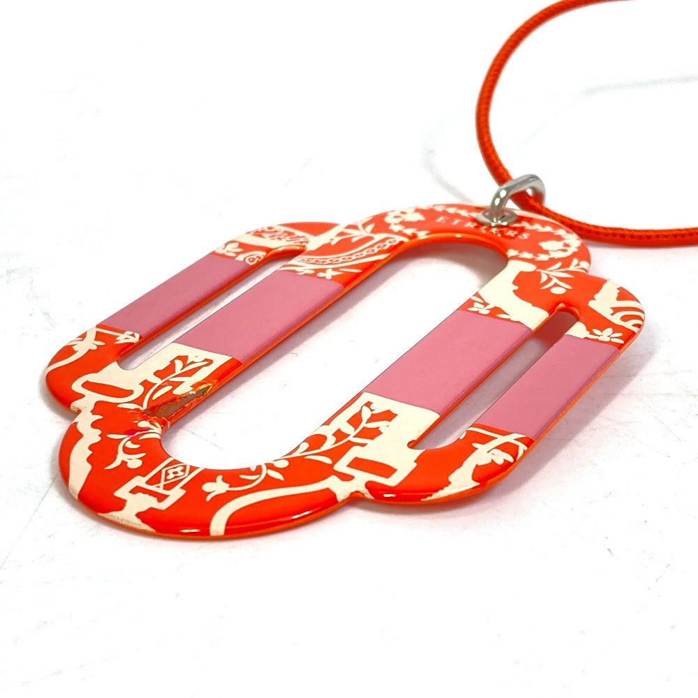 HERMES Plate Attourage Necklace, Metal, Women's, Orange