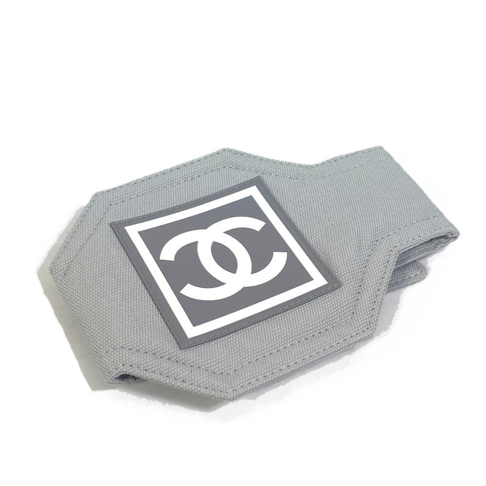 CHANEL Sport Line Coco Mark Armband 01P Wristband Cotton Unisex Gray