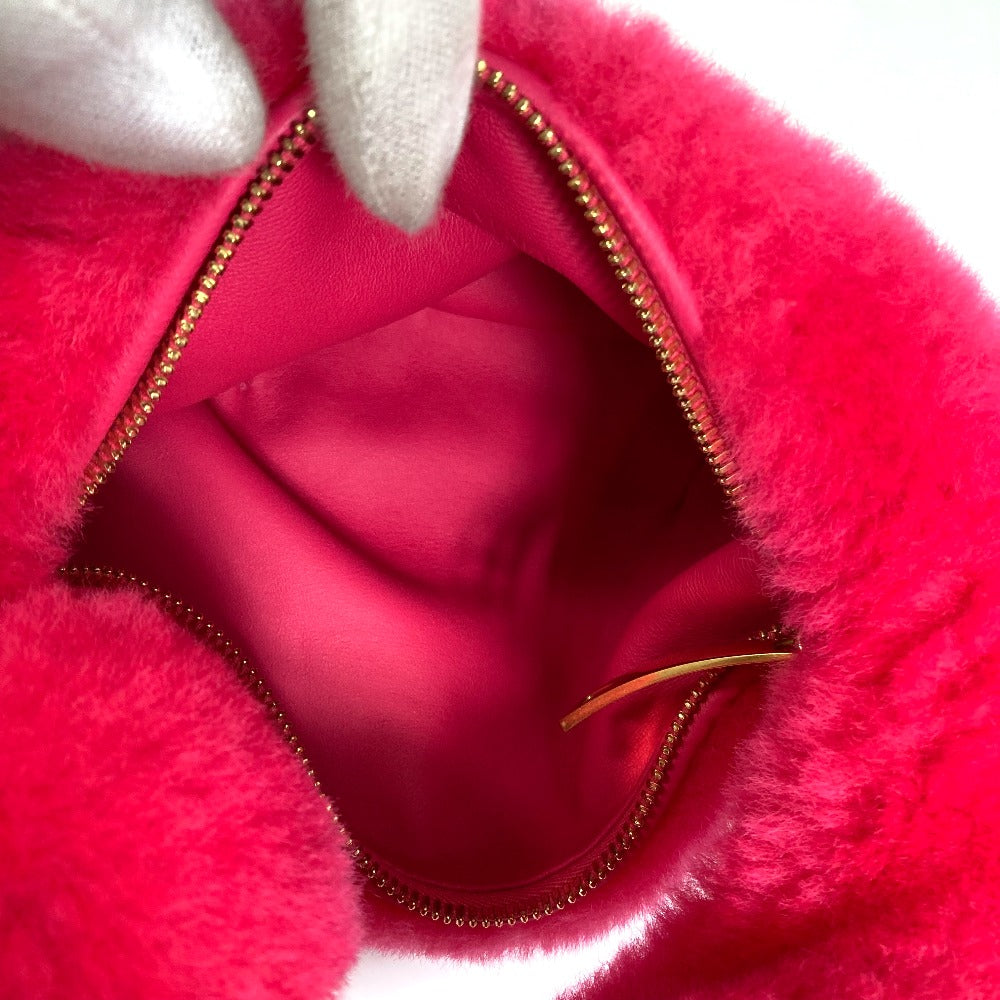 BOTTEGA VENETA ミニザジョディファー カバン ハンドバッグ フェイクファー レディース ピンク