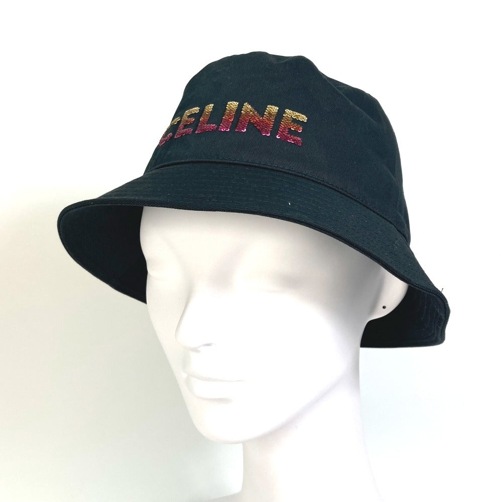CELINE 2AUO1968P エンブロイダリー グラデーションシークイン バケット バケットハット 帽子 ハット コットン レディース ブラック