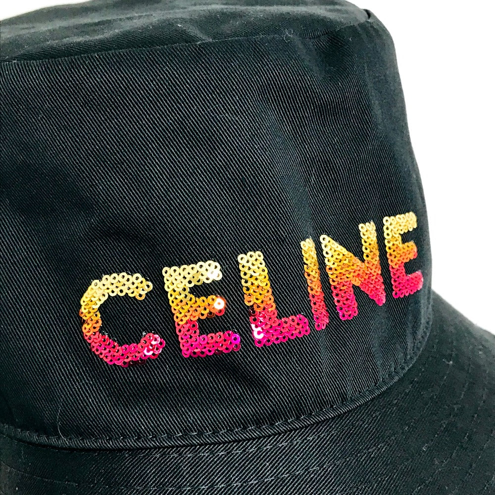 CELINE 2AUO1968P エンブロイダリー グラデーションシークイン バケット バケットハット 帽子 ハット コットン レディース ブラック