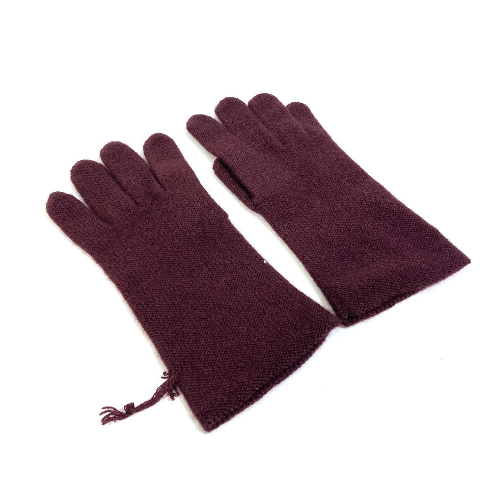 HERMES Apparel Cashmere Gloves for Women, Bordeaux