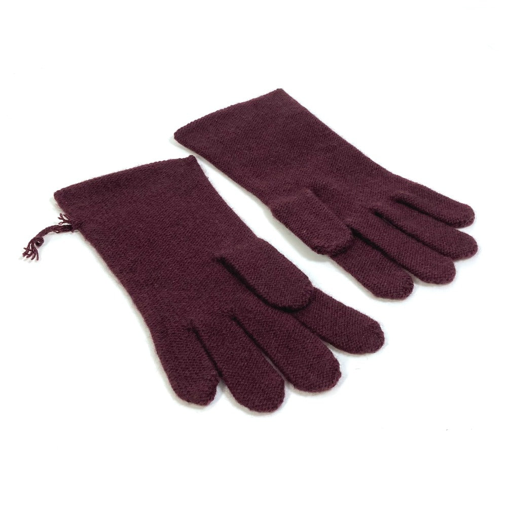HERMES Apparel Cashmere Gloves for Women, Bordeaux