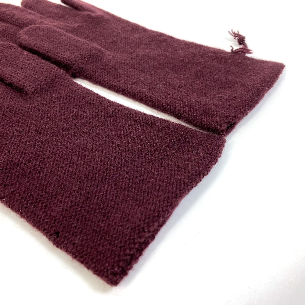 HERMES Apparel Cashmere Gloves for Women, Bordeaux