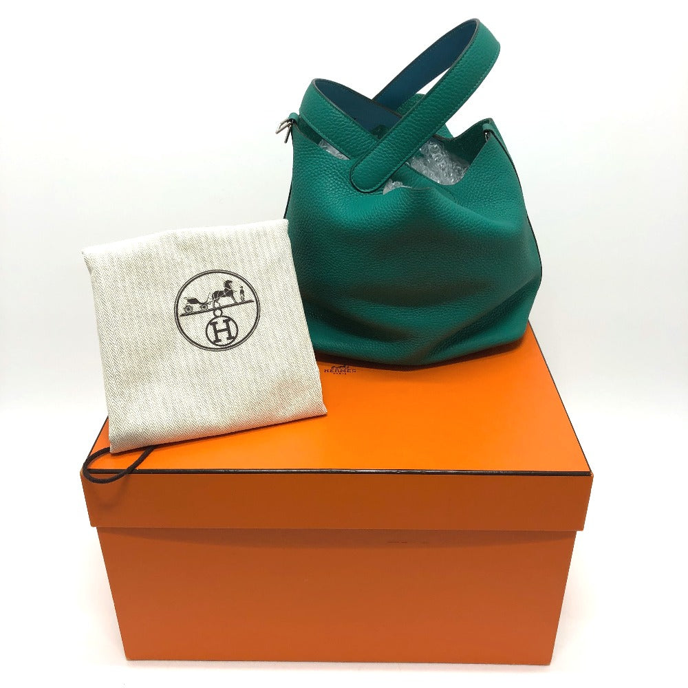 HERMES ピコタンロック エクラ MM 22 カバン ハンドバッグ トリヨンクレマンス レディース ヴェールヴェロン グリーン