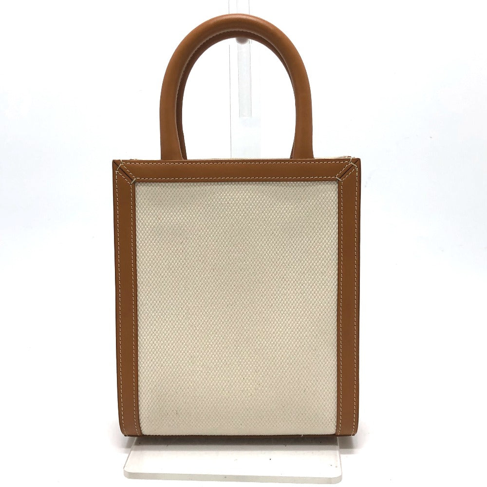 CELINE Logo Vertical Cabas Mini 2-Way Shoulder Bag in Canvas/Leather, Beige