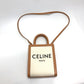 CELINE Logo Vertical Cabas Mini 2-Way Shoulder Bag in Canvas/Leather, Beige