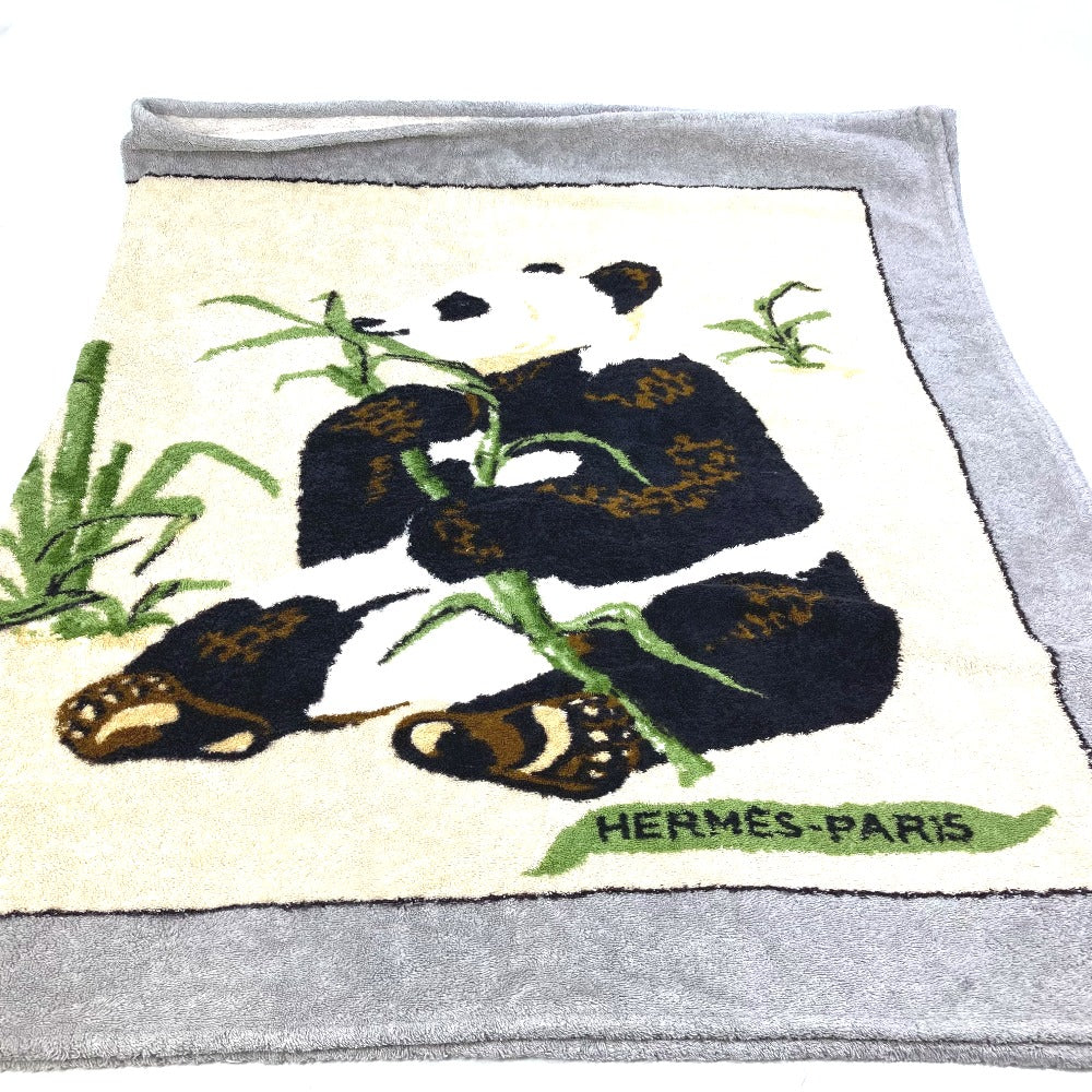 HERMES Panda Beach Towel/Bath Towel, Cotton, Unisex, Gray