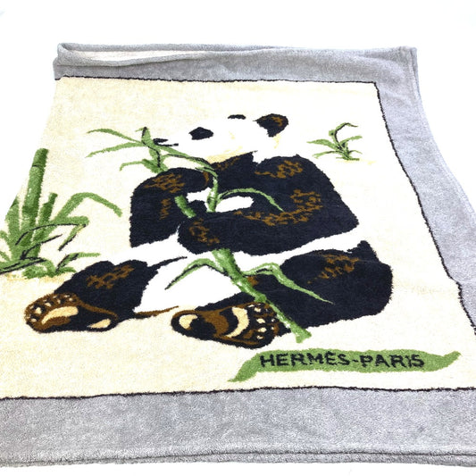HERMES Panda Beach Towel/Bath Towel, Cotton, Unisex, Gray