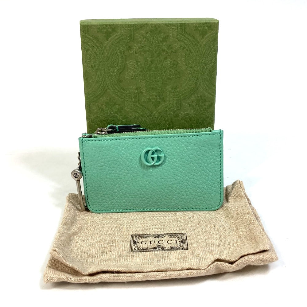 GUCCI 701070 GGマーモント カードケース コインケース レザー レディース グリーン系