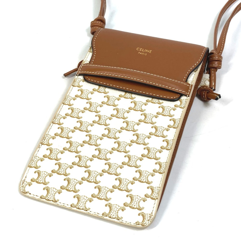 CELINE 10G332CQD トリオンフ フォンケース バイルポーチ カバン ショルダーバッグ ポシェット 肩掛け スマートフォンケース PVC/ナイロン レディース ベージュ