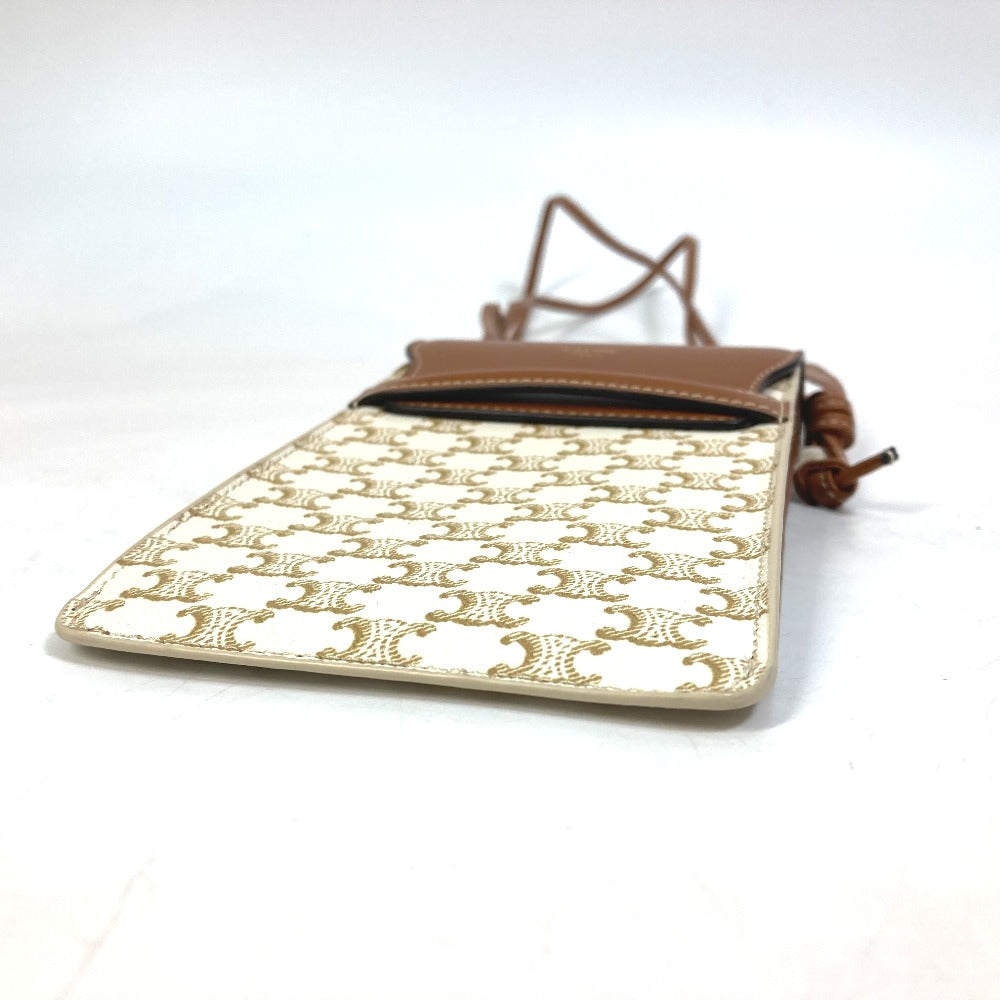 CELINE 10G332CQD トリオンフ フォンケース バイルポーチ カバン ショルダーバッグ ポシェット 肩掛け スマートフォンケース PVC/ナイロン レディース ベージュ