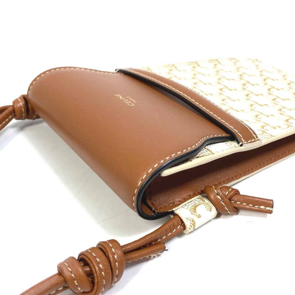 CELINE 10G332CQD トリオンフ フォンケース バイルポーチ カバン ショルダーバッグ ポシェット 肩掛け スマートフォンケース PVC/ナイロン レディース ベージュ