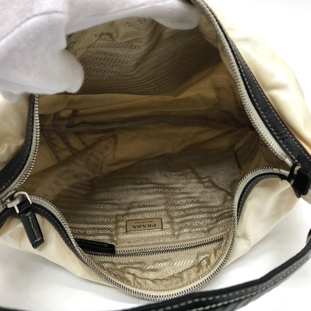 PRADA logo one-shoulder bag, handbag, shoulder bag, nylon, women's, white