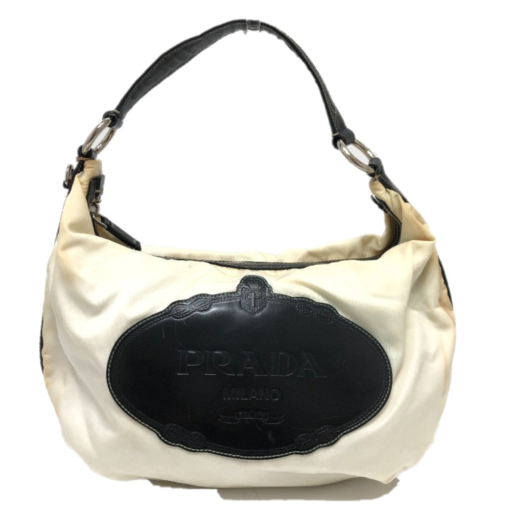 PRADA logo one-shoulder bag, handbag, shoulder bag, nylon, women's, white