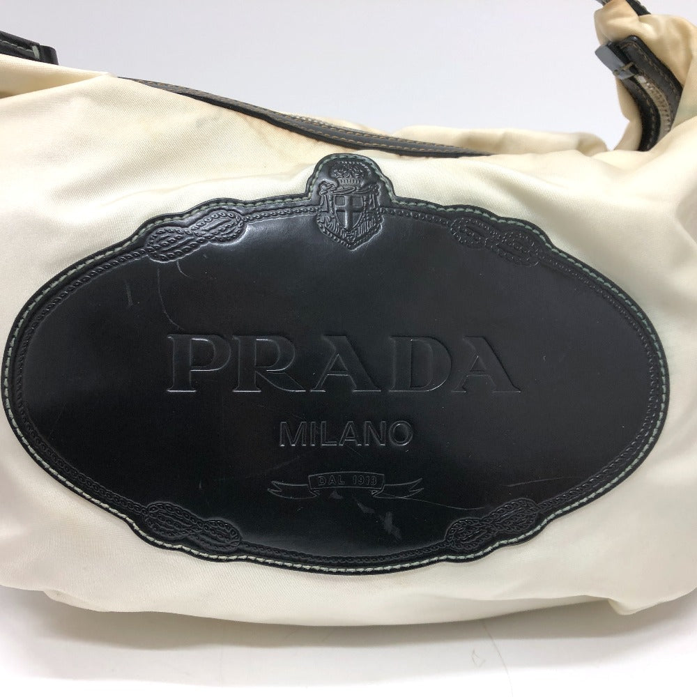 PRADA logo one-shoulder bag, handbag, shoulder bag, nylon, women's, white