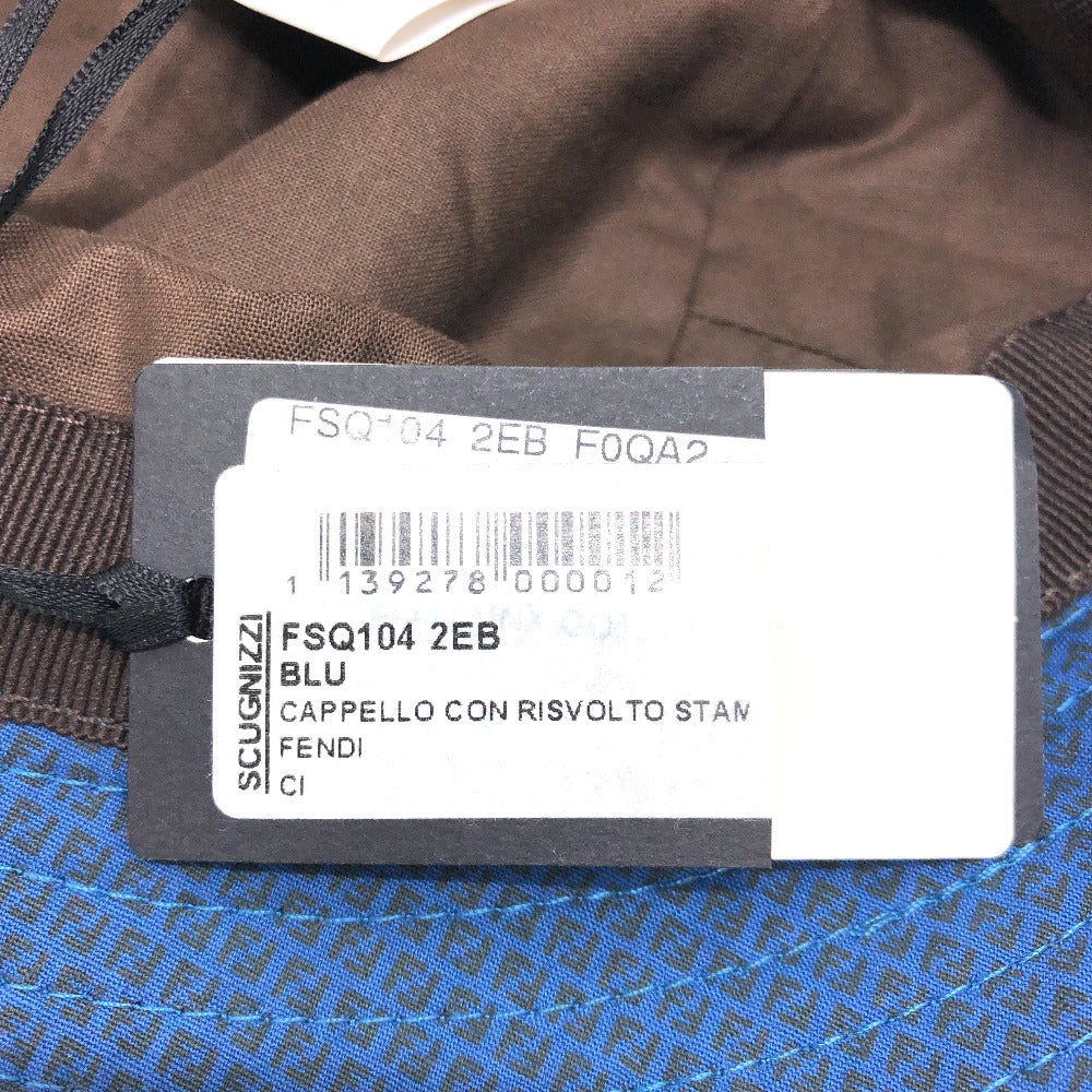 FENDI FSQ104 Zucchino Bucket Hat, Logo, Cotton, Women's, Navy