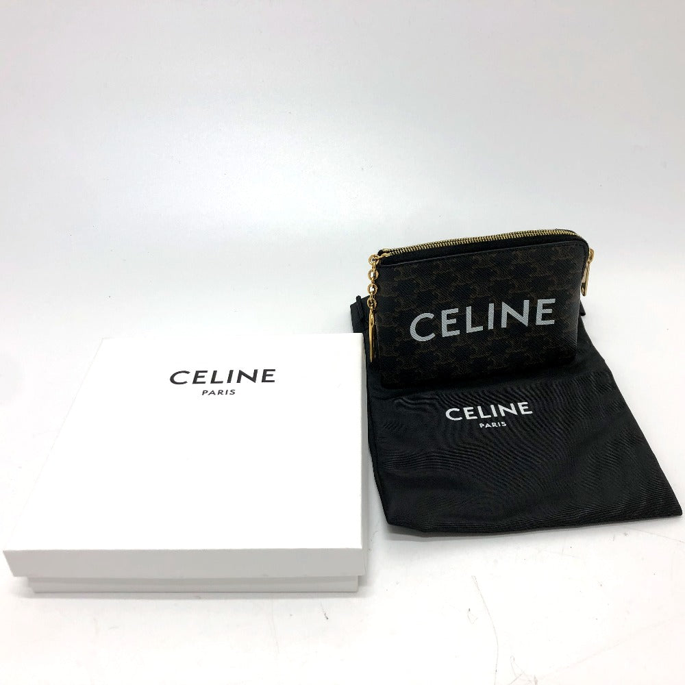 CELINE 10C662CA2 トリオンフ 小物入れ 小銭入れ コインケース PVC/レザー ユニセックス ブラウン