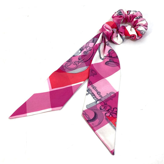 HERMES Bella Scrunchie Hair Tie, Silk Scrunchie, Pink, Women's