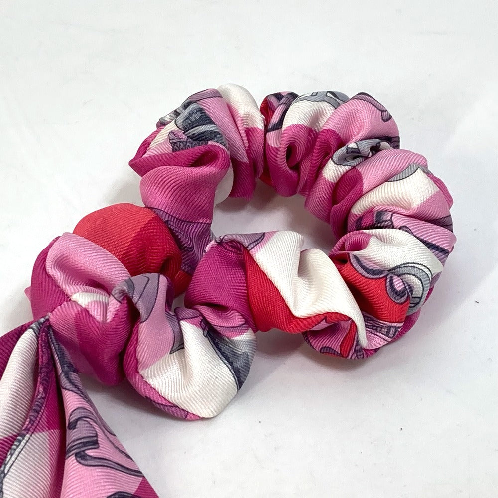 HERMES Bella Scrunchie Hair Tie, Silk Scrunchie, Pink, Women's
