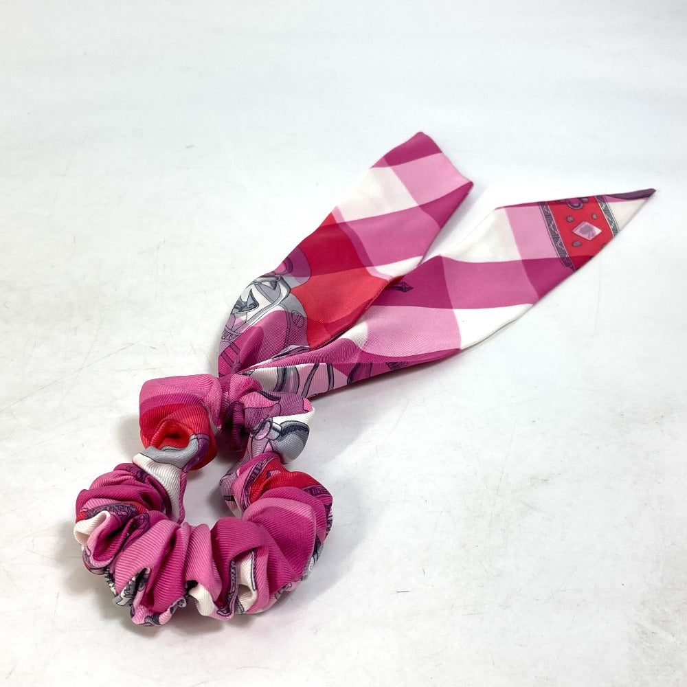 HERMES Bella Scrunchie Hair Tie, Silk Scrunchie, Pink, Women's