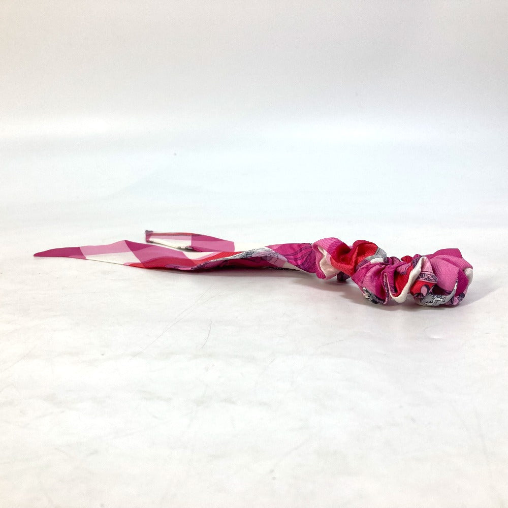 HERMES Bella Scrunchie Hair Tie, Silk Scrunchie, Pink, Women's