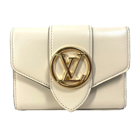 LOUIS VUITTON M69176 ポルトフォイユ・LVポンヌフ コンパクト 3つ折り財布 レザー レディース クレーム ホワイト