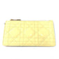 Dior Cannage Card Case, Business Card Holder, Patent Leather Coin Case, Enamel, Women's, Beige