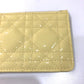 Dior Cannage Card Case, Business Card Holder, Patent Leather Coin Case, Enamel, Women's, Beige