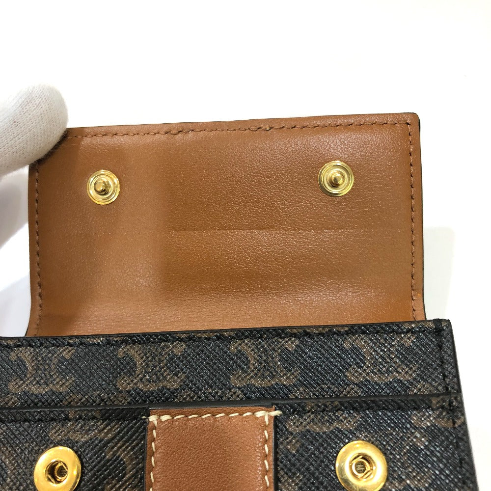 CELINE トリオンフ スモール トリフォールド コンパクトウォレット 3つ折り財布 PVC/レザー レディース ブラウン