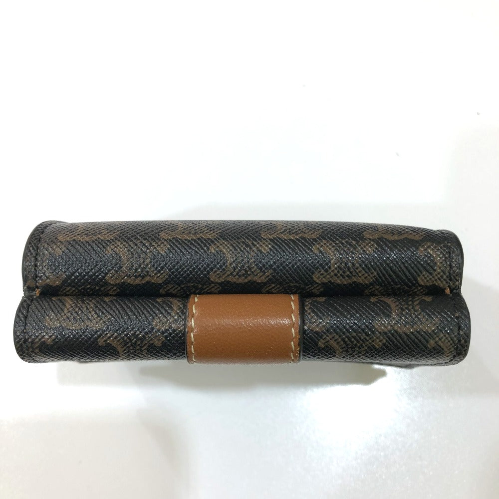 CELINE トリオンフ スモール トリフォールド コンパクトウォレット 3つ折り財布 PVC/レザー レディース ブラウン