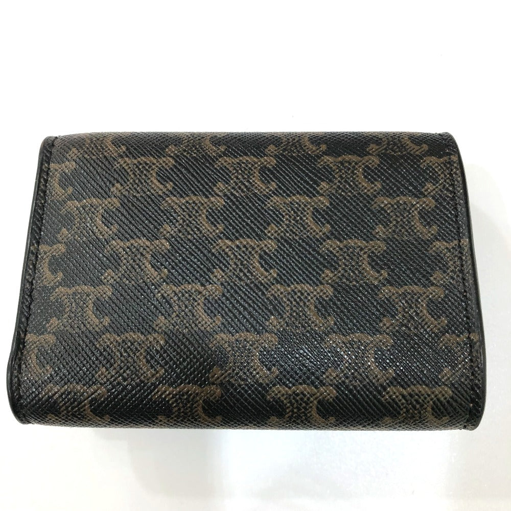 CELINE トリオンフ スモール トリフォールド コンパクトウォレット 3つ折り財布 PVC/レザー レディース ブラウン