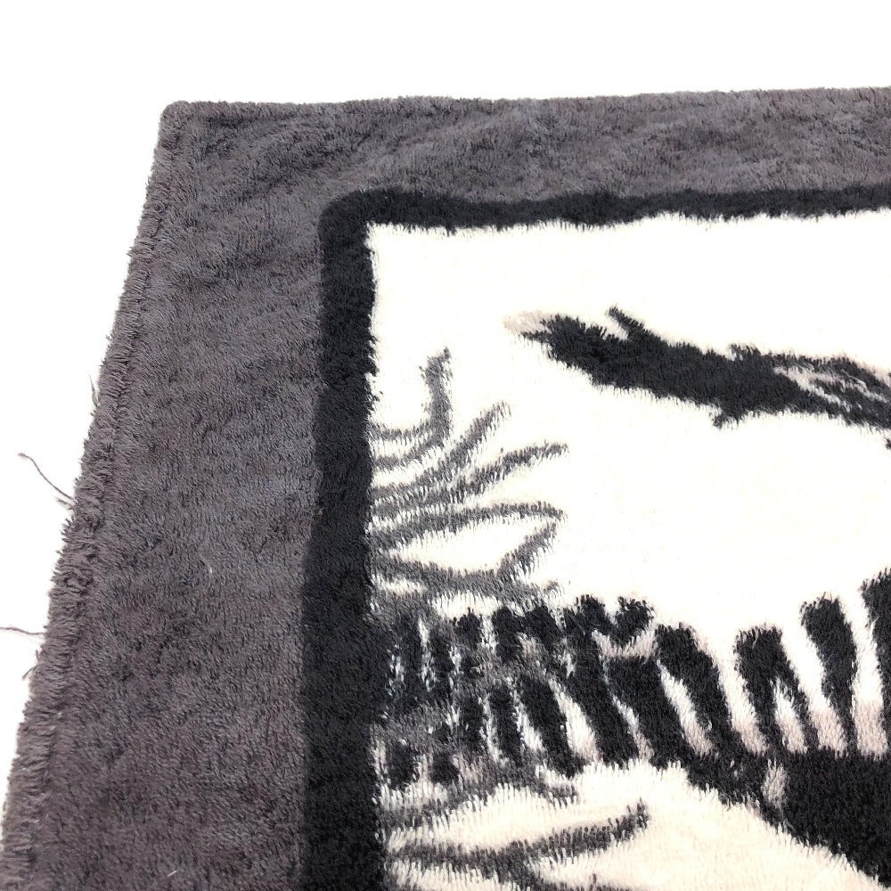 HERMES Zebra Print Towel Blanket, Cotton, Unisex, Black