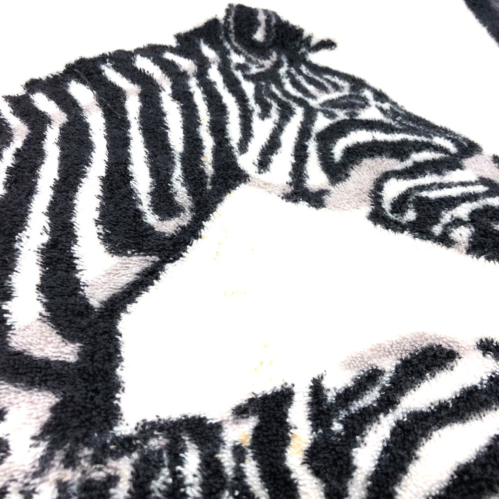 HERMES Zebra Print Towel Blanket, Cotton, Unisex, Black