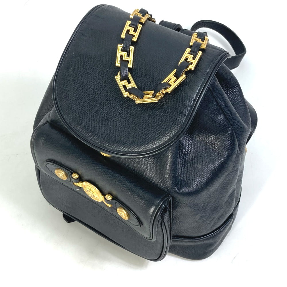 VERSACE ヴィンテージ ロゴ チェーン サンバースト バックパック カバン リュックサック レザー メンズ - brandshop-reference