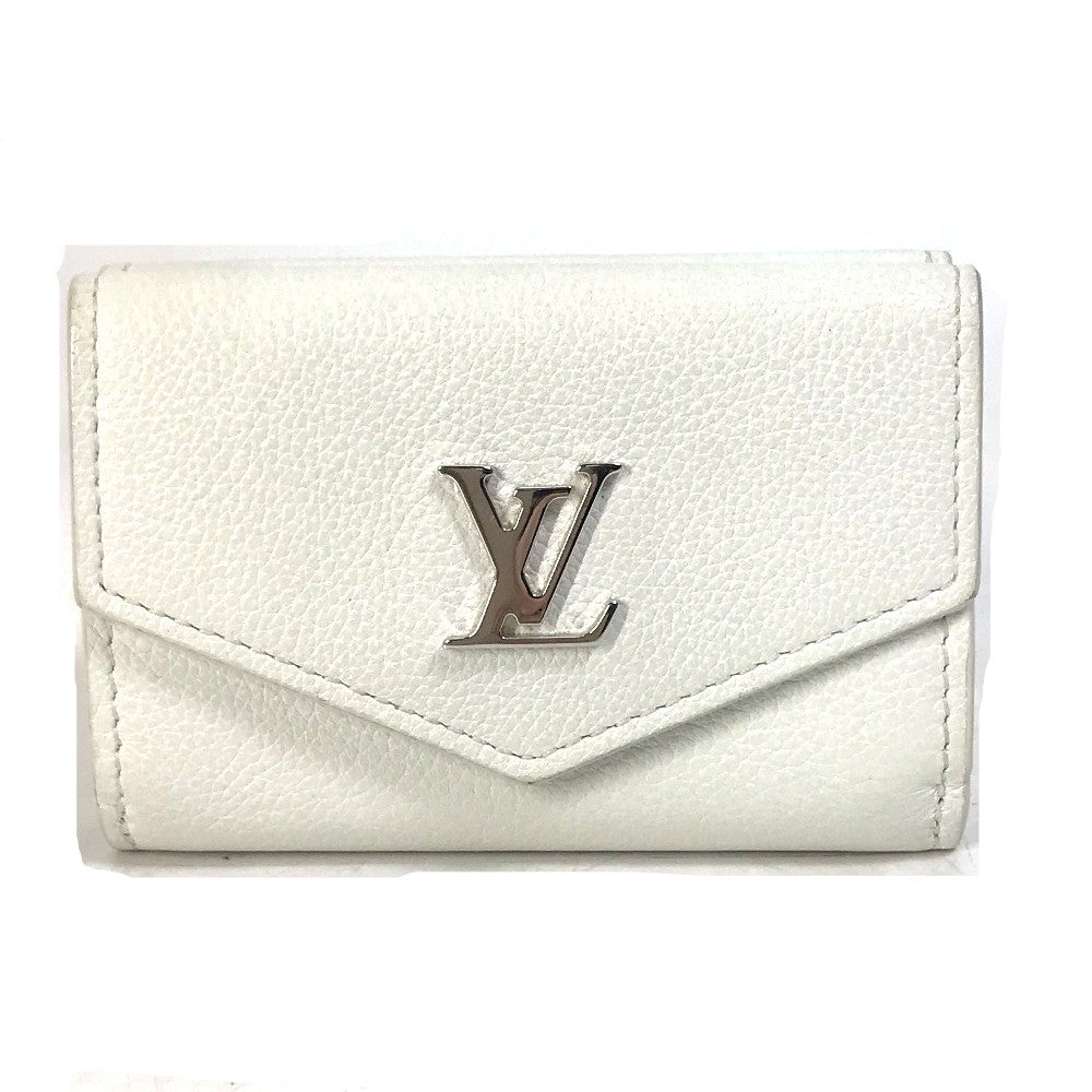 LOUIS VUITTON M68482 Portefeuille Lock Mini Compact Wallet, Tri-fold Leather, Women's, White