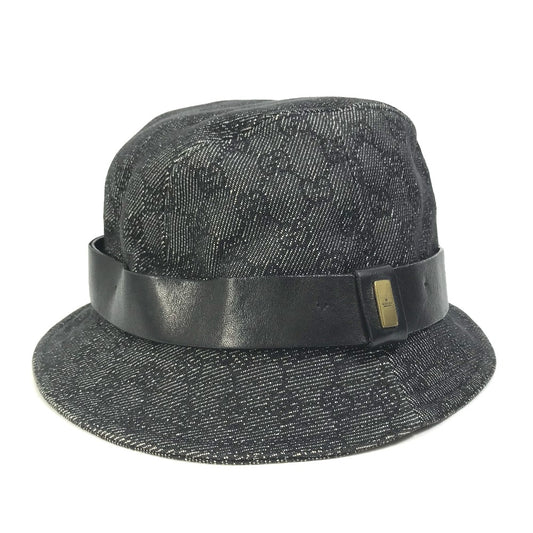 GUCCI GG denim bucket hat in GG canvas, women's, black and gray